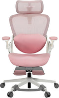 CabLady S2 Petite Ergonomic Office Chair for Women, Small Frame Desk Chair with Adjustable Lumbar, Headrest & Footrest, Space-Saving Flip-Up Armrests