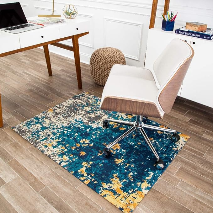 Anji Mountain Rug'd Office Chair Mat for Carpet & Hardwood Floor - Jacquard Woven Top, Anti-Slip Backing, Low Pile, Floor Protector Desk Chair Mat, Office Rugs for Rolling Chairs (40 x 54)