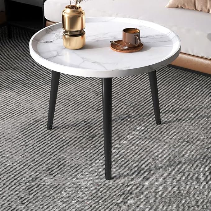 CraftThink Coffee Table, Modern Small Coffee Table with 3 Legs, Wooden Cocktail Table Farmhouse Retro Accent Center Table Side End Table for Living Room Easy Assembly, White 19" H x 23.5" L x 23.5" W