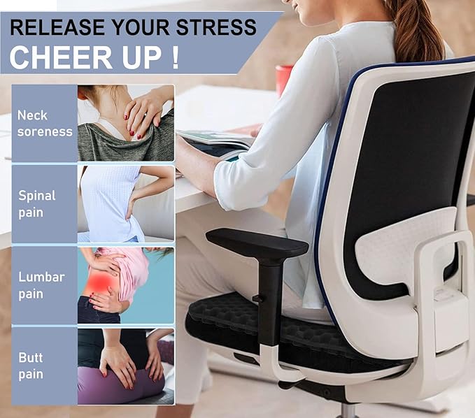 Helishy 20" Gel Seat Cushion for Long Sitting(Jumbo&Thick) – Office Chair Cushion – Wheelchair Cushions for Pressure Sores – Non-Slip Desk Chair Car Seat Cushion Driving – Sciatica & Back Pain Relief