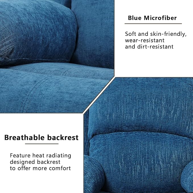 AYCP Microfiber Living Room Furniture Set Reclining Sofa Set Loveseat Furniture Sets in Living Room Sofa Recliners (Loveseat, Blue Microfiber)