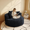 WJShome 50" Round Chaise Lounge Chair Indoor,Oversized Corduroy Upholstered Boneless Couch Deep Seat Sleeper Sofa Bed,No Assembly Required Couches for Living Room/Bedroom/Apartment,Black
