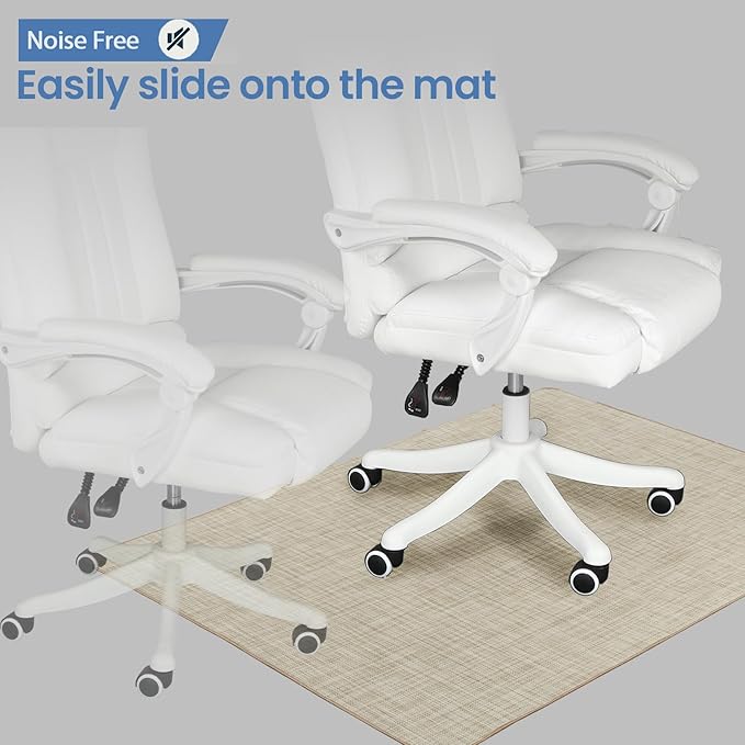 Chair Mat for Hardwood Floor, 47" x 60" Heavy Duty Office Chair Mat for Rolling Chairs, Anti Slip, Non-Curve, Floor Protector for Home Office, Beige Linen