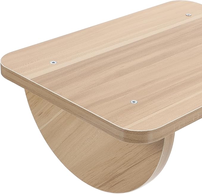 Wooden Footstool Under Desk 34X24Cm Office Footrest for Under Desk Use, Curved Design Massage Footrest to Correct Posture and Leg Fatigue, Suitable for Home and Random Color