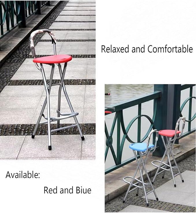 Folding Bar Stools with Back,28IN Tall Folding Stools Chairs Counter Height Foldable Dining Chairs,for Kitchen Counter Room Home Camping Indoor Outdoor(Red Seat Board)