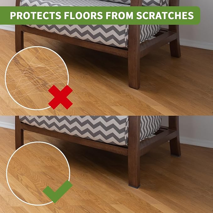 COVERCORNER Non Slip Furniture Pads 36 PCS 1'' Square - Anti Slip Furniture Pads - Self Adhesive Rubber Feet Furniture Feet - Chair Leg Floor Protectors - Keep Furniture in Place