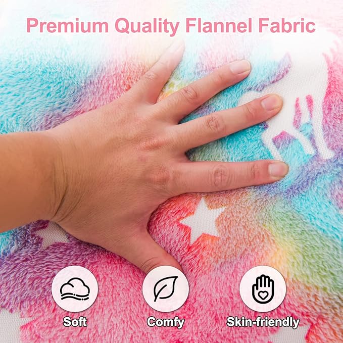 Holawakaka Glow in The Dark Unicorn Reading Pillow for Sitting up in Bed Sofa Kids Teens, Luminous Stars Backrest Pillow with Arms for Boys Girls, Back Support Cushion for Couch Floor Nursery Playroom