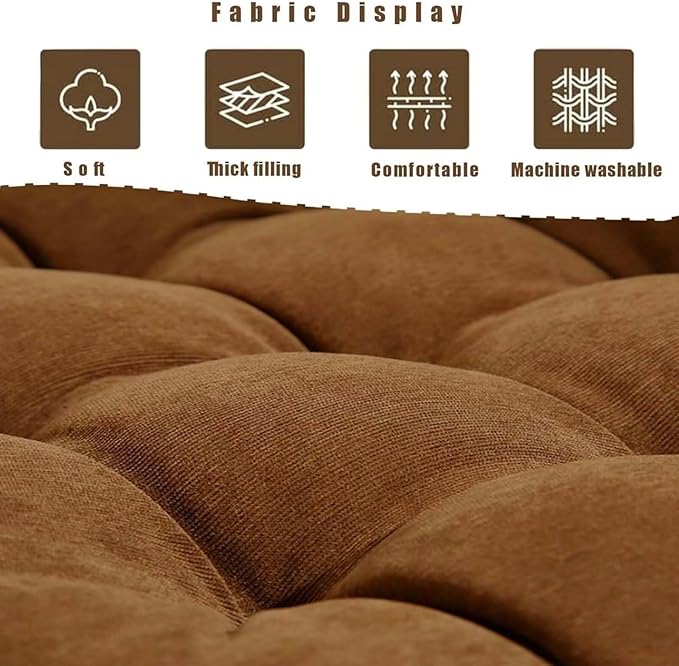 18x18in Floor Pillows Set Square Chair Cushion Pad for Sitting Tufted Corduroy Seat Cushions for Living Room Balconies Office Dark Grey
