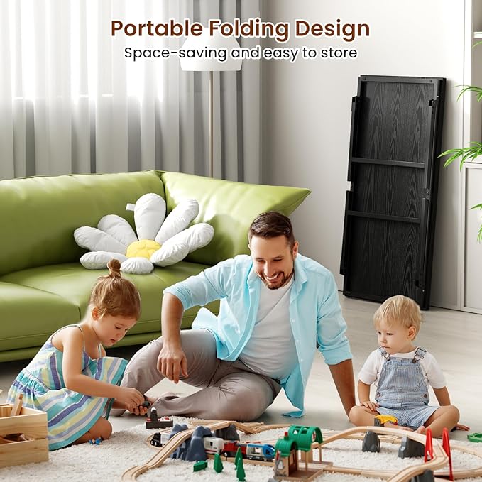 ALLSTAND Folding Coffee Table for Small Spaces, Leg Latches Collapsible Foldable Coffee Table Portable Sturdy, No Assembly Low Tables for Living Room (Black, Opened Size: 41.34L×21.65W×15.75H)