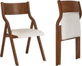 Ball & Cast Upholstered Folding Chairs Set of 2, Kitchen Dining-Chair w/Solid Wood Frame, Portable Activity Neeting Chair,No Assembly Needed, Easy Carry and Storage,Walnut+Taupe