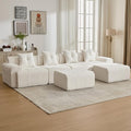 YAAREE 129.23”Modular Sectional Couch for Living Room, Modren L-Shape Cloud Sectional 4-Seater Sofa with 2 Movable Ottomans, Woven Texture Upholstery Boneless Couch, No Assembly, Beige