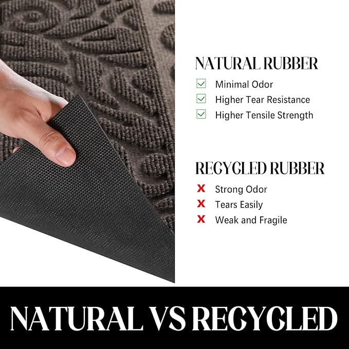 Yimobra Welcome Mat Outdoor 29.5x17, Waterproof Non-Slip Outdoor Mats for Front Door Outside Entrance, Low-Profile Entryway Mat Indoor for Garage Patio, Brown
