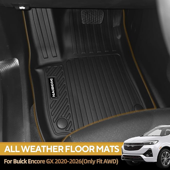 Naibeve Floor Mats for Buick Encore GX 2020-2026(Only Fit AWD) - All Weather Custom Fit for Buick Encore GX Floor Mats & Cargo Mat with Backrest Mats Waterproof Interior Accessories