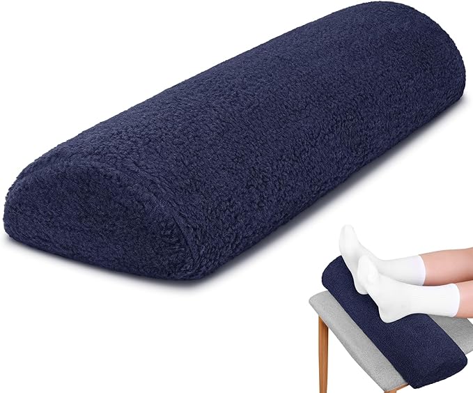Sintuff Recliner Leg Rest Cushion Sofa Footrest Pillow with Cover Half Moon Bolster Pillow Under Knee Pillow for Sleeping On Back Alleviating Pain, 19.7 x 8 x 3.5 Inch (Dark Blue, 1 Pcs)