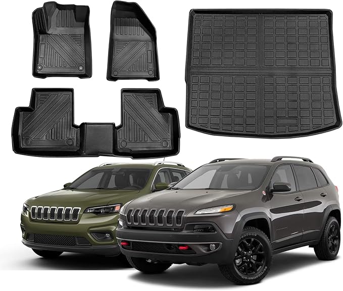 Compatible for 2014-2025 Jeep Cherokee Floor Mats & Cargo Liner All Weather TPE Mats for 2025-2014 Jeep Cherokee Accessories