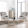 CANMOV Modern Accent Chair with Ottoman Set of 2, Soft Fabric Armchair with Adjustable Backrest and Side Pockets, Comfy Lounge Chair for Living Room, Bedroom, Apartment, Office, Grey