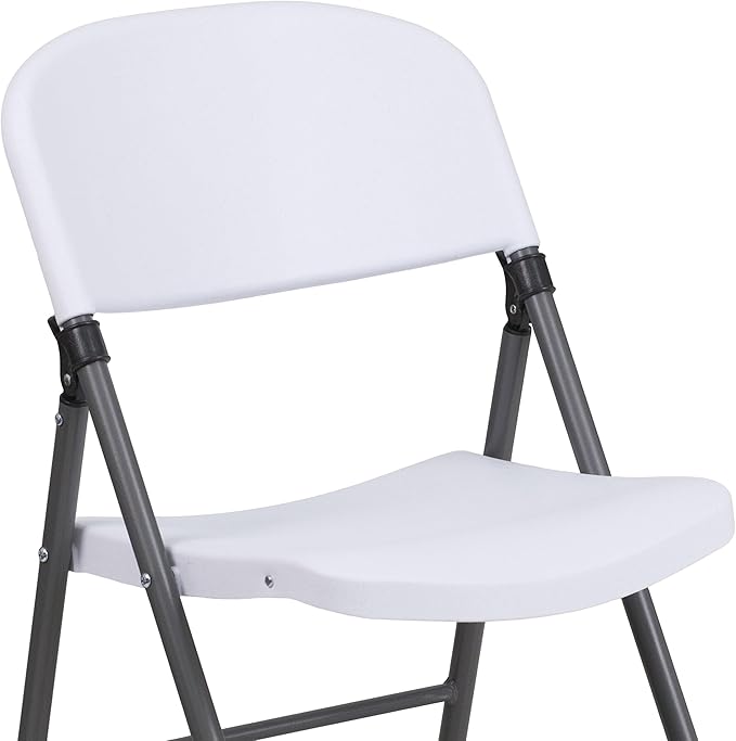 Flash Furniture 2 Pack HERCULES Series 330 lb. Capacity Granite White Plastic Folding Chair with Charcoal Frame