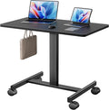 NICECOZY Mobile Standing Desk, Small Teacher Standing Rolling Desk, Portable Laptop Desk with Lockable Wheels, Computer Workstations, Adjustable Height, Black
