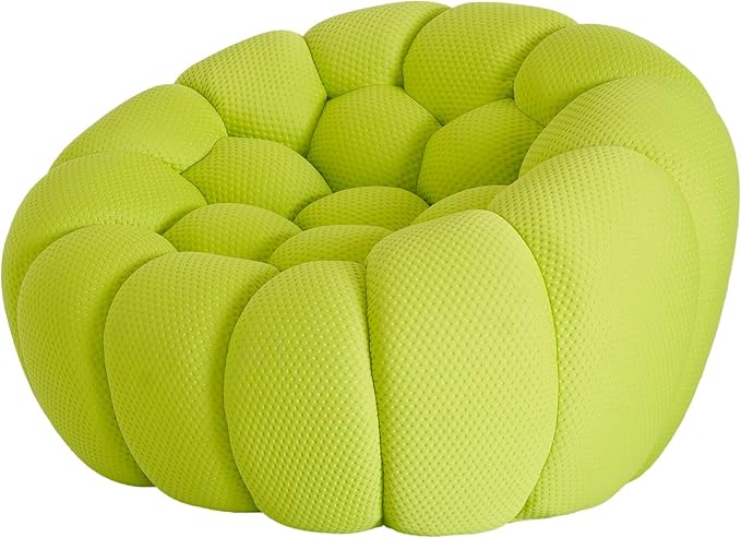 JACH Oversized Bubble Couch Chair, 49.21'' Modern Lazy Floor Sofa, Upholstered Mesh Fabric Bubble Sofa, 3D Honeycomb Shape Curved Couch for Living Room, Apartment, Small Space (Fluorescent Green)