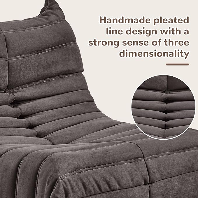 Bean Bag Chair - Corner Sofa, Fireside Chair Bean Bag Sofa Large Bean Bag Chair for Adults,Fireside Floor Couch for Living Room, Bedroom, Gaming (Yellow, Single) (Dark Gray, Single)