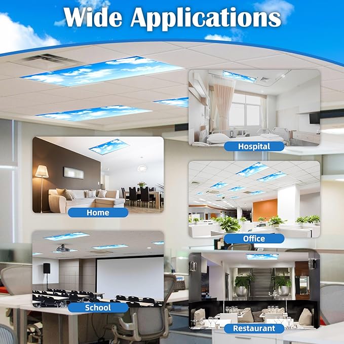 8 Pcs Fluorescent Light Covers - 4 x 2 Feet Covers for Ceiling Lights, Magnetic Light Filters for Classroom, Office, Hospitals, Home