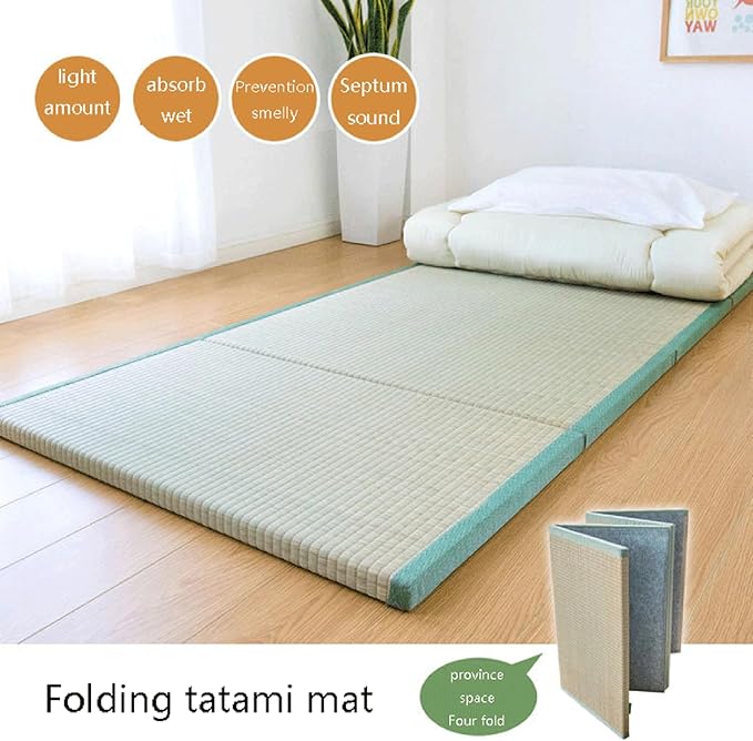 Japanese Traditional Tatami Mattress, Igusa (Rush Grass) Tatami Mat, Foldable Floor Mattress, Japanese Futon Bed,Meditation Mats for Floor,Summer Sleeping Mat