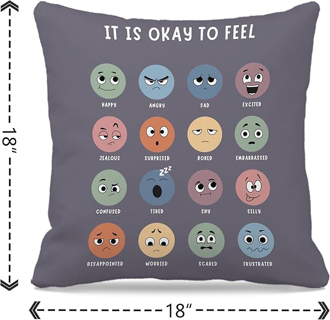 Nogrit Counseling Office Must Haves Throw Pillow Cover, Calming Corner, Mental Health Pillowcase Decor for Home Kids,Mental Health Counselor Gifts, Calming Corner Pillow Covers 18x18 Grey