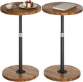 Asgolion Round Side Table Set of 2, Adjustable-Height Small Drink Table, Pedestal Martini Stand, Weighted Base Cocktail Table Accent Nightstand for Living Room, Bedroom, Bathroom, Office, Walnut
