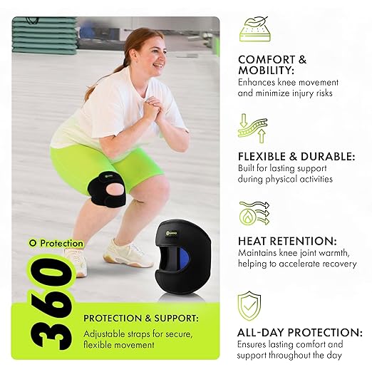 GARNO Knee Brace for Men and Women, Adjustable Neoprene Stabilizer for Meniscus Tear, Arthritis, Tendonitis, MCL, ACL, Pain Relief & Recovery, Tendon Support Strap for Running (Small/Medium Size)