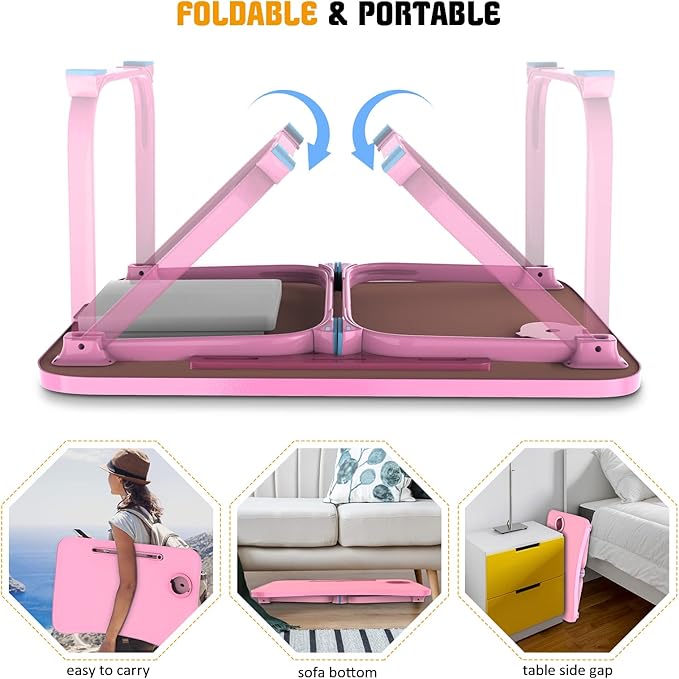 Fayquaze Lap Laptop Desk, Portable Foldable Laptop Bed Table with Storage Drawer and Cup Holder, Lap Desk Lap Bed Stand Tray Table Serving Tray for Eating, Reading and Working