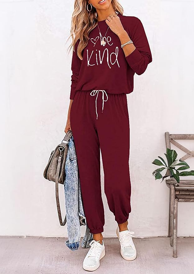 PRETTYGARDEN Women Fall 2 Piece Lounge Outfit Long Sleeve Tops High Waisted Jogger Pants Set Spring Travel Clothes Tracksuit