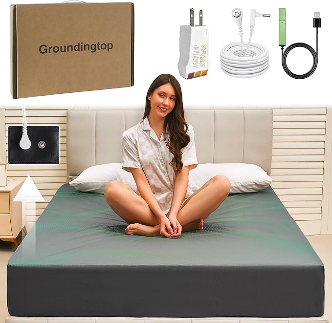 Groundingtop Bare Earth Grounding Sheets Twin Size - 90% Cotton + 10% Silver Fiber Earthing Sheets Grounded Well Bed Sheet - Conductive Earth Fitted Sheet for Better Sleep(Gray, Twin,35 * 75 * 15inch)