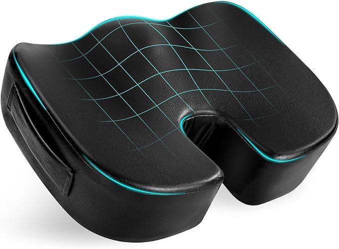 Aulase Luxury Seat Cushion, 4 Inch Extra Thick Memory Foam for Pressure Relief, Sciatica, Tailbone Pain & Back Pain Relief, Multi-Use for Bleachers, Car, Gaming, Office Chair (Black)