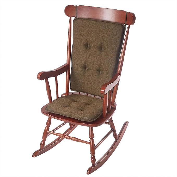 Klear Vu Embrace Rocking Chair Cushions for Living Room, Nursery, or Home Office, Tufted and Non-Slip Pads, 2 Piece Set, Seat 16"x15" and Seat Back 24"x17", Chocolate