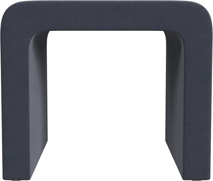HomePop Modern Arch Velvet Ottoman|Homepop Home Décor|Ottoman for Living Room & Bedroom - Steel Blue Velvet
