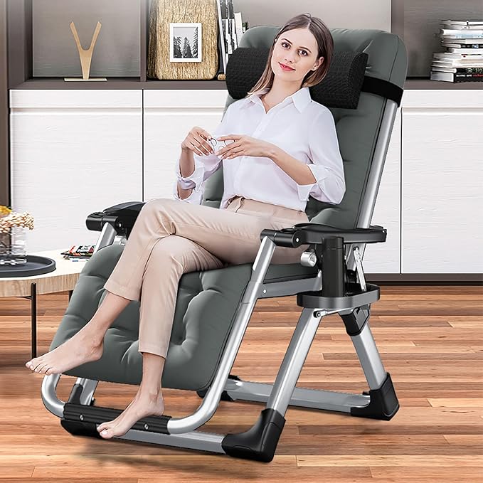 LILYPELLE Comfy Folding Chair, Folding Lounge Chair for Bedroom and Living Room, Folding Reclining Patio Chairs with Removable Cushion for Indoor Outdoor