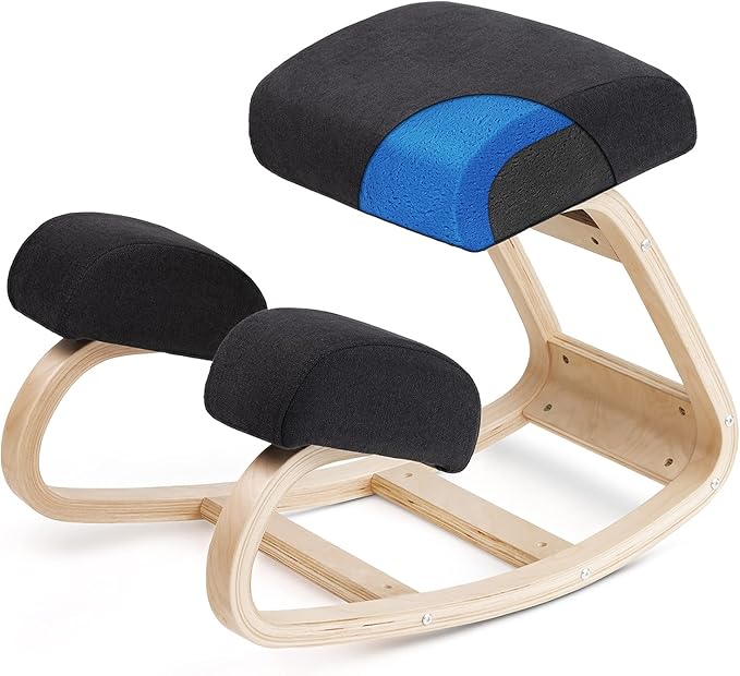 Luxton Memory Foam Ergonomic Kneeling Chair - Posture Support Comfortable Padded Office Desk Chair - Angled Rocking Stool & Balancing Seat - Natural Relief for Neck or Back Pain