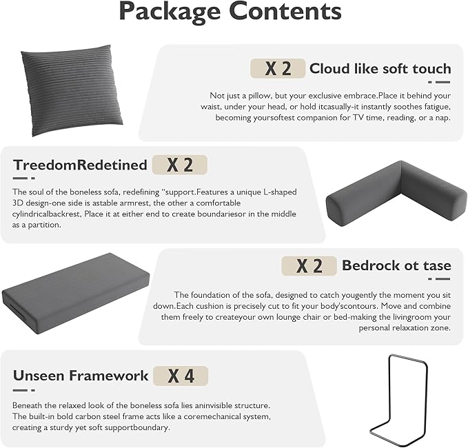 79 Inch 5-in-1 Convertible Sofa Bed, Corduroy Boneless Floor Couch with Fixed Frame & Pillow, Modular Folding Mattress Lounger for Small Space, Living Room, Bedroom - Easy Assembly(DARK GRAY)