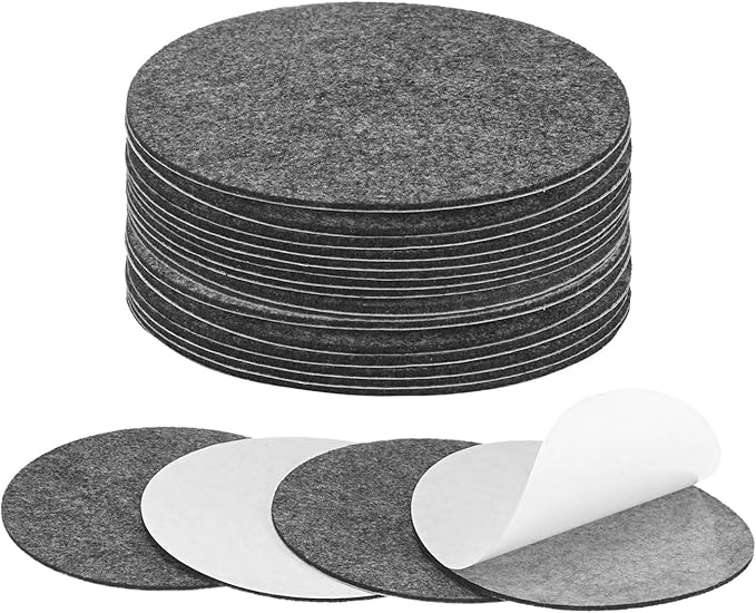 20-Pack Lamp Base Felt, 4.5 Inch Dia. 2mm Thick Self Adhesive Round Fabric Felt Pads for Lamp/Furniture/DIY, Non-Slip Fiber Backed Patch Circles with Adhesive Backing [Grey]