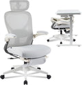 FLEXISPOT Foldex Ergonomic Office Chair, Folding Chair for Small Spaces with Lumbar Support, Flip-up Armrests, 3D Headrest, Desk Chairs with Footrest for Work,Video Game (Foam Seat, Grey)