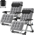 ABORON 2 Pack Zero Gravity Chair, Outdoor Lounge Chairs Sun Loungers with Removable Cushion,Headrest,Cup Holder,Reclining Patio Lounger Chair for Indoor and Outdoor