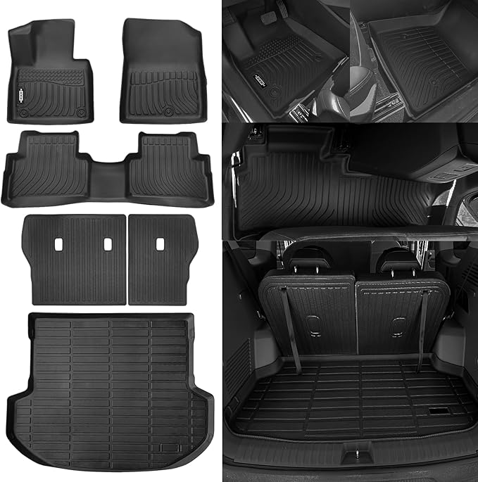 Floor Mats Fit for 2021-2023 Hyundai Santa Fe (Not for Hybrid) Floor Mats & Trunk Mat & Backrest Mats for Hyundai Santa Fe Accessories All Season Guard Odorless Anti-Slip Floor Liner