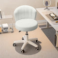 HDHNBA Small Desk Chair Round Rolling Chair with Back PU Leather Height Adjustable Swivel Vanity Work Computer Stool Chair for Home Office Bedroom