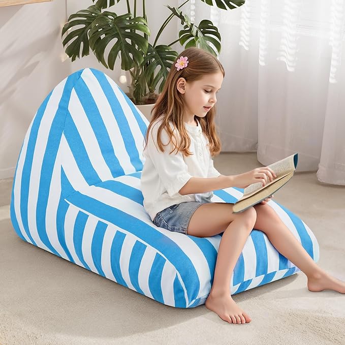 COMAX Bean Bag Chairs for Kids, Kid Beanbag Chair Stuffed with Filler, Toddler Lounge Chair Cotton, Lazy Floor Lounger for Girls and Boys, Premium Cotton Canvas