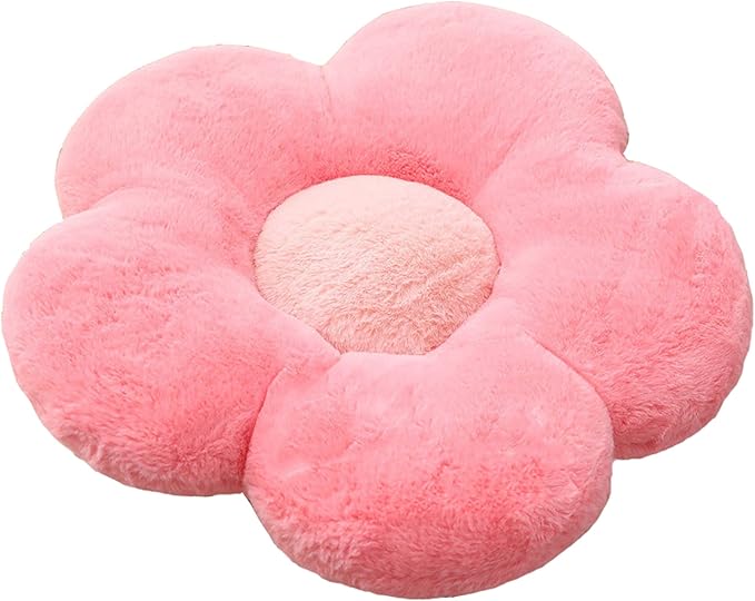 YILANLAN Cute Flower Cushion Plush Floor Pillow Casual Comfortable Pillow Office Living Room Bed Decoration Cushion Simple Room Decoration (40cm, Red)