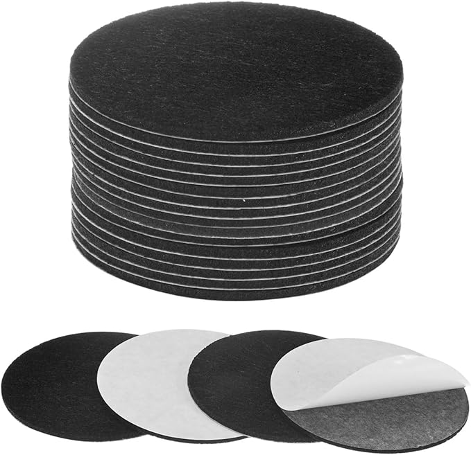 20-Pack Lamp Base Felt, 3 Inch Dia. 2mm Thick Self Adhesive Round Fabric Felt Pads for Lamp/Furniture/DIY, Non-Slip Fiber Backed Patch Circles with Adhesive Backing [Black]