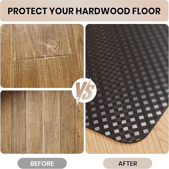 Gaming Chair Mat for Hardwood Floor, 48 x 72 Inch Large Office Chair Mat, Black Plastic Floor Protector, 4'×6' Area Rug for Living Room, Heavy Duty Wood Tile Floor Mats for Home Laundry Dining Area