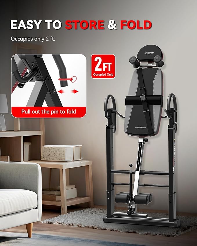 HARISON Heavy Duty Inversion Table for Back Pain Relief 350 LBS Capacity with 3D Memory Foam, Back Inversion Table with 180 Degree Full Inversion
