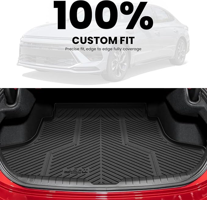 LASFIT Cargo Mat for Hyundai Sonata 2026 2025 2024 2023 2022 2021 2020 / Kia K5 2021-2025, All Weather TPE Custom Fit Car Trunk Mats Cargo Liners Accessoires, Black