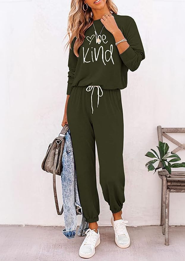 PRETTYGARDEN Women Fall 2 Piece Lounge Outfit Long Sleeve Tops High Waisted Jogger Pants Set Spring Travel Clothes Tracksuit